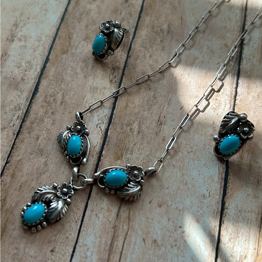Turquoise Necklace & Earrings/Sterling